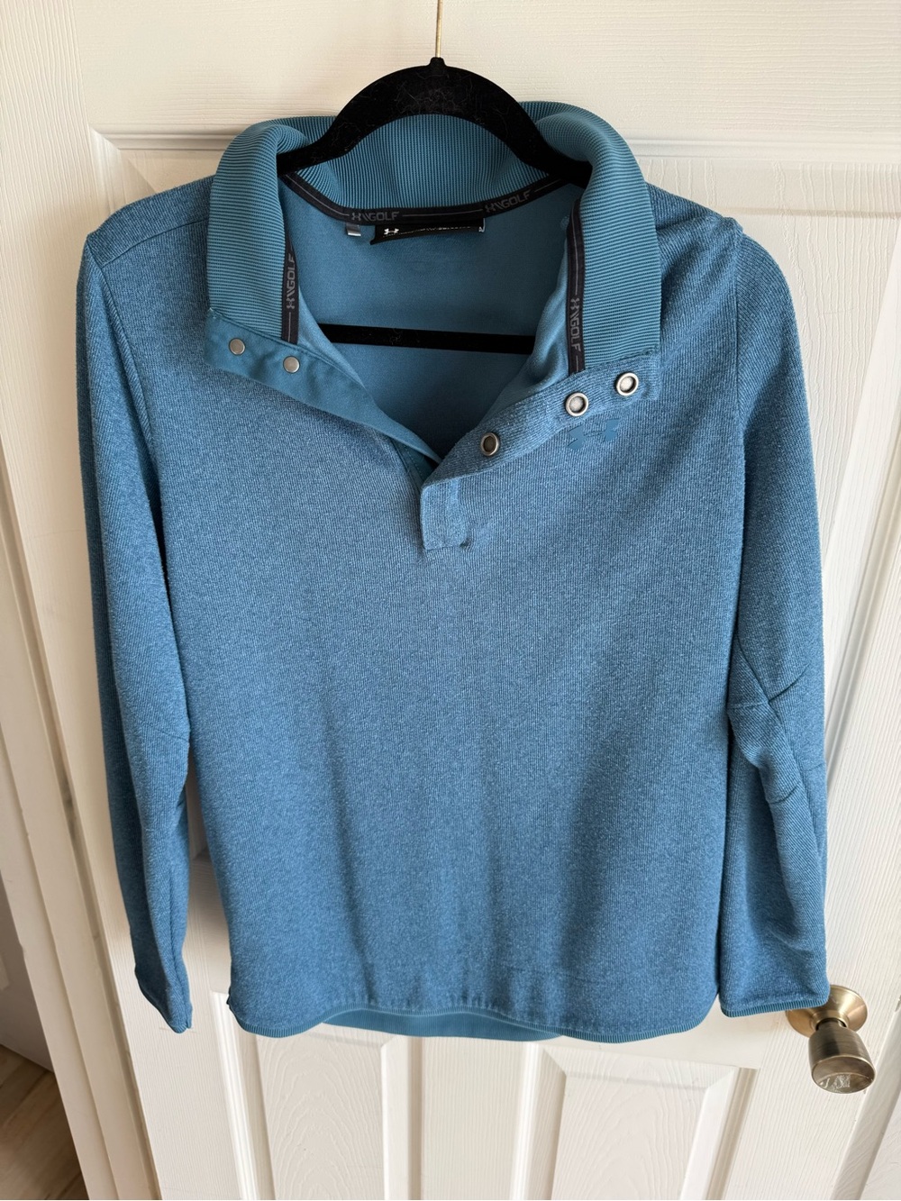 Under Armour Golf Teal Blue Snap-Placket Long Sleeve Pullover